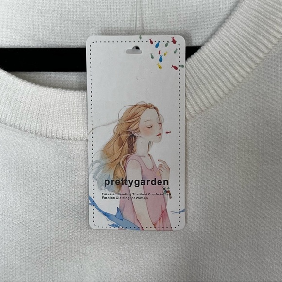 Pretty Garden Womens XL Crewneck Pullover Sweater White Animal Print NEW - Picture 3 of 9